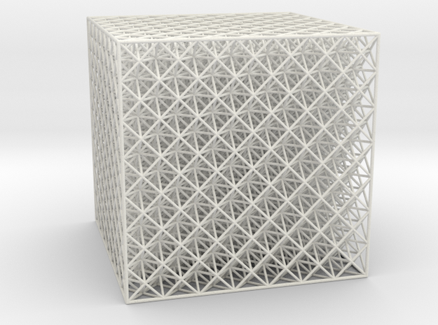 Octet Truss Cube (7x7x7) in White Natural Versatile Plastic