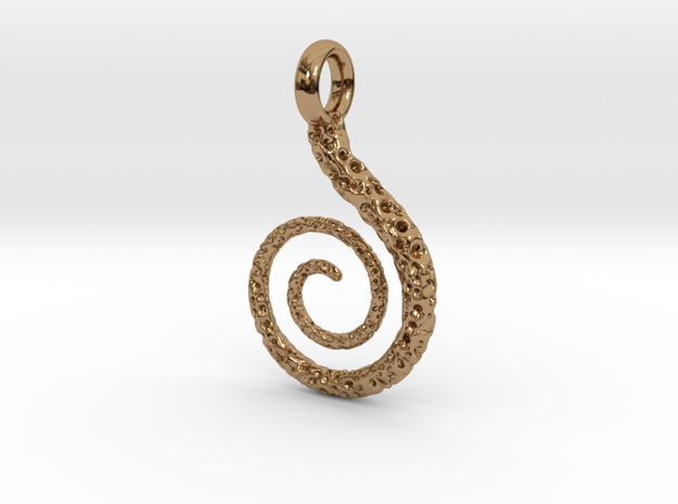 Spiral Pendant Textured - Version 2 in Polished Brass