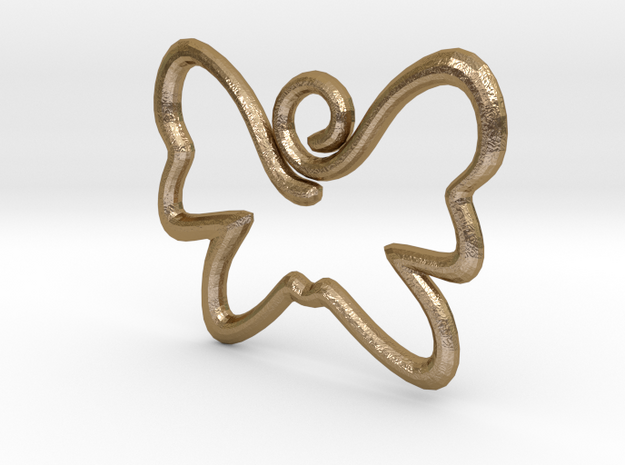 Swirly Butterfly Pendant in Polished Gold Steel