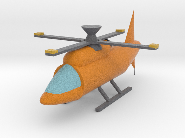 Helicopter With Moving Rotor in Full Color Sandstone