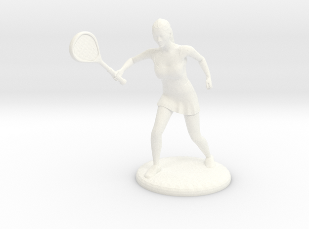 Tennis Girl in White Processed Versatile Plastic