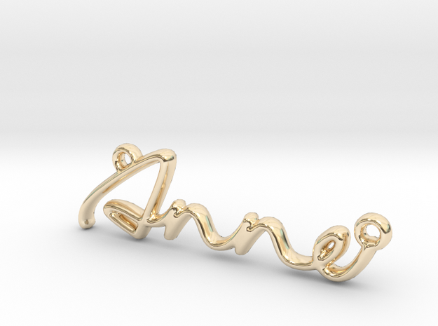 ANNE Script First Name Pendant in 14k Gold Plated Brass