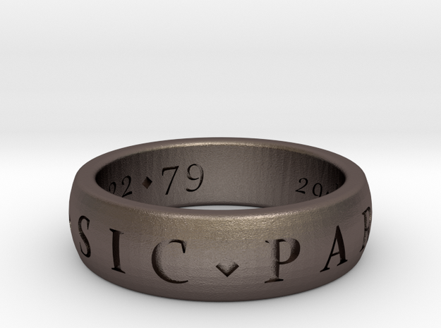 Sir Francis Drake, Sic Parvis Magna Ring Size 8.5 in Polished Bronzed Silver Steel