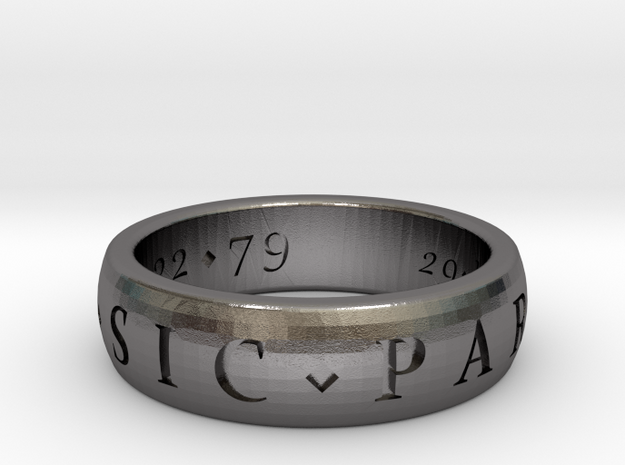 Sir Francis Drake, Sic Parvis Magna Ring Size 8.5 in Polished Nickel Steel