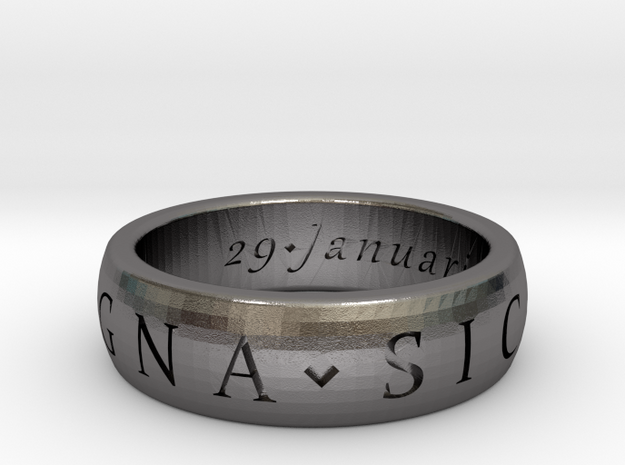 Sir Francis Drake, Sic Parvis Magna Ring Size 7.5 in Polished Nickel Steel