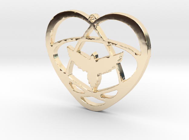 Atom Star Heart Bird 40x3mm Pendant in 14k Gold Plated Brass