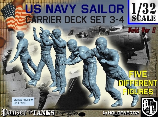 1-32 US Navy Carrier Deck Set 3-4 in Tan Fine Detail Plastic
