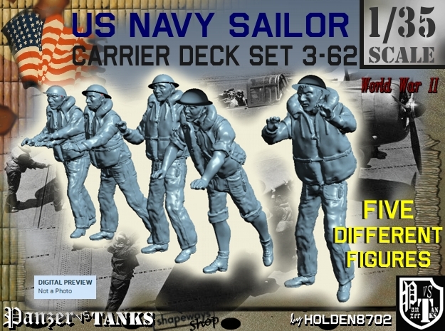 1-35 US Navy Carrier Deck Set 3-62 in Tan Fine Detail Plastic