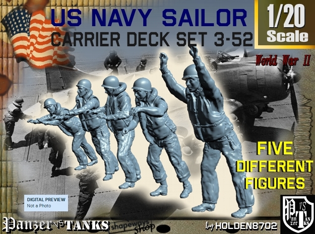 1-20 US Navy Carrier Deck Set 3-52 in White Natural Versatile Plastic