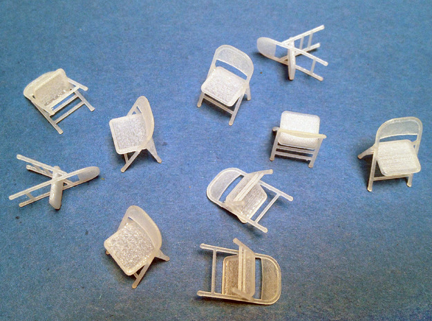 1:48 Folding Chairs (Set of 10) in Smooth Fine Detail Plastic
