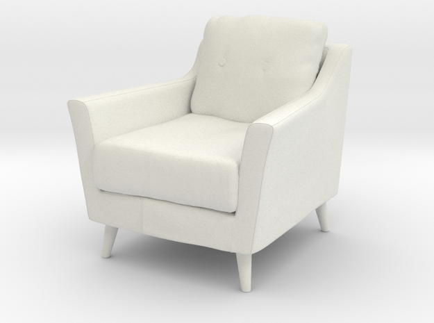 Retro Armchair in White Natural Versatile Plastic: 1:12