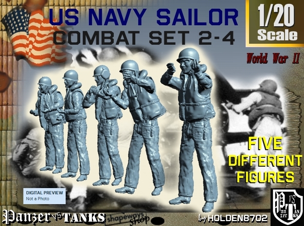 1-20 US Navy Sailors Combat SET 2-4 in White Natural Versatile Plastic