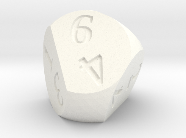 Weird D6 Rounded Dipyramid in White Processed Versatile Plastic
