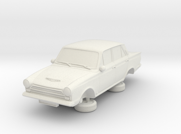 1-76 Ford Cortina Mk1 4 Door in White Natural Versatile Plastic
