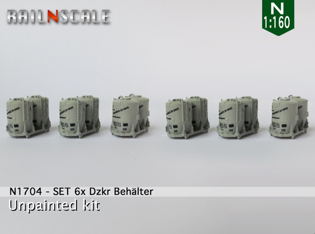 SET 6x Dzkr 501 Behälter (FLM/MTX) (N 1:160) in Tan Fine Detail Plastic