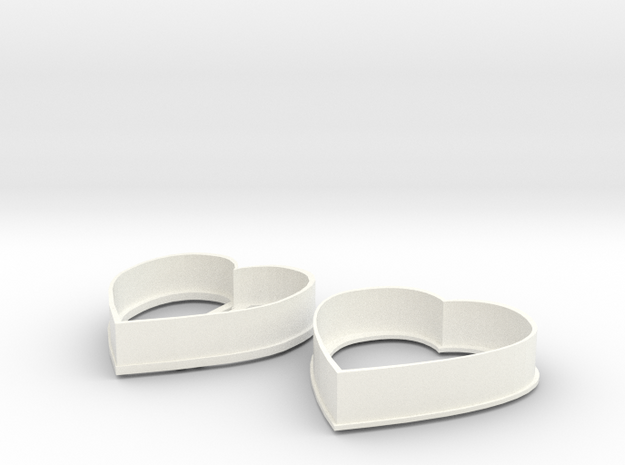 Heart cookie cutters in White Processed Versatile Plastic