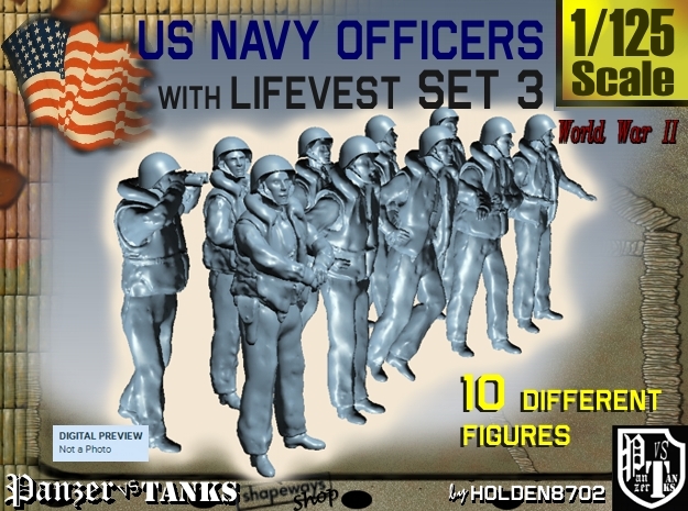 1-125 USN Officers KAPOK Set3 in Tan Fine Detail Plastic