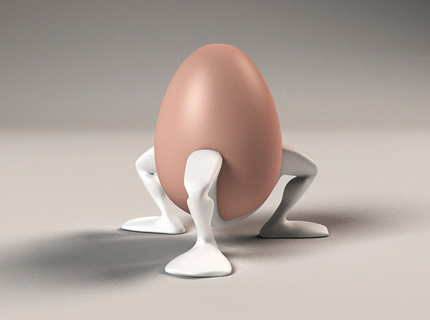 Eggcup "Leggy" in White Processed Versatile Plastic