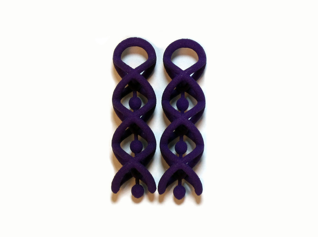 Helix Dangle Earrings V1 in Purple Processed Versatile Plastic