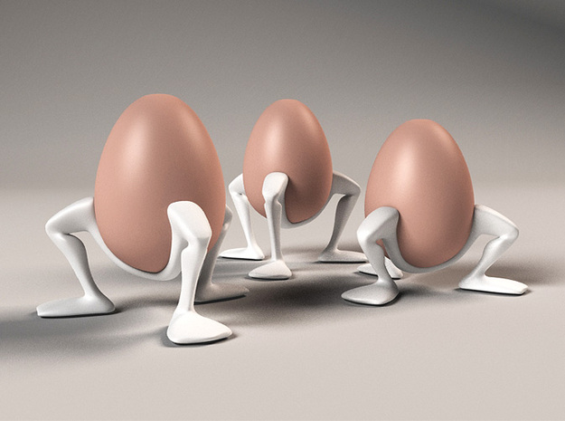 Egg cup "Leggies" in White Processed Versatile Plastic