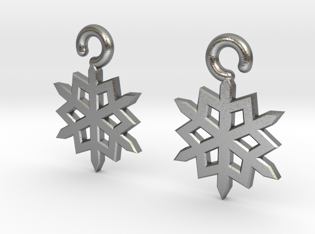 Snowflake Earrings in Natural Silver