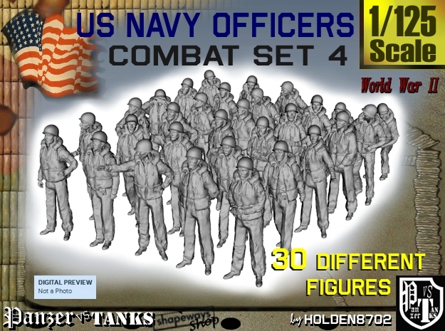 1-125 USN Officers KAPOK Set4 in Tan Fine Detail Plastic