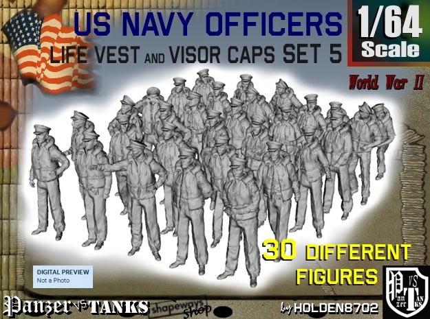 1-64 USN Officers KAPOK Set5 in Tan Fine Detail Plastic