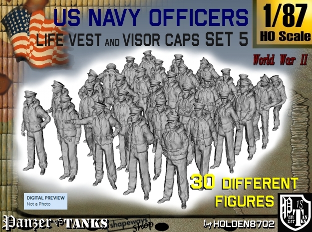 1-87 USN Officers KAPOK Set5 in Tan Fine Detail Plastic