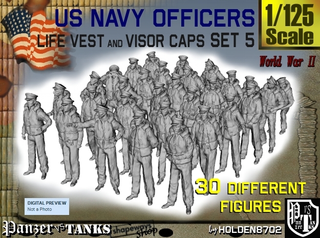 1-125 USN Officers KAPOK Set5 in Tan Fine Detail Plastic