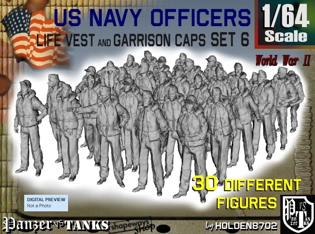 1-64 USN Officers KAPOK Set6 in Tan Fine Detail Plastic