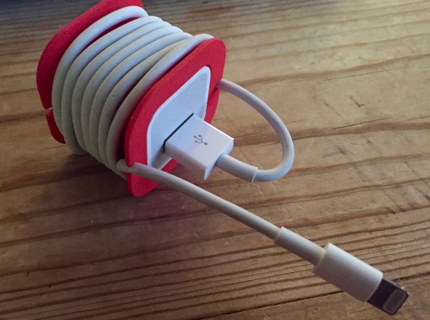 iPhone Charger Cord Spool in Red Processed Versatile Plastic