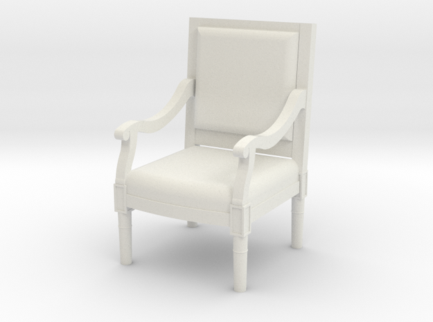 1:48 Louis XVI Armchair Straight Back in White Natural Versatile Plastic
