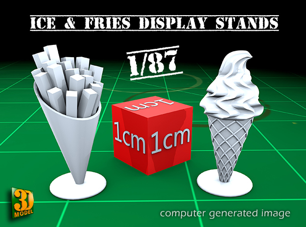 16 ICE & FRIES display stands (1:87) in Smooth Fine Detail Plastic