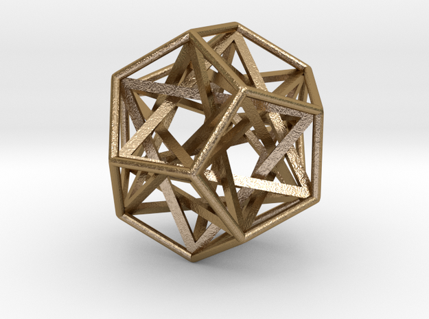 Interlocking Tetrahedrons Dodecahedron 1.4" in Polished Gold Steel