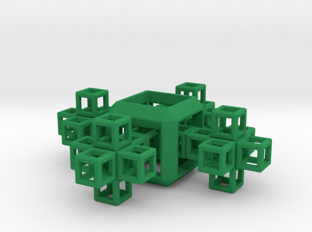 SCULPTURE COLLECTION 4 Crosses 1 HyperCube in Green Processed Versatile Plastic