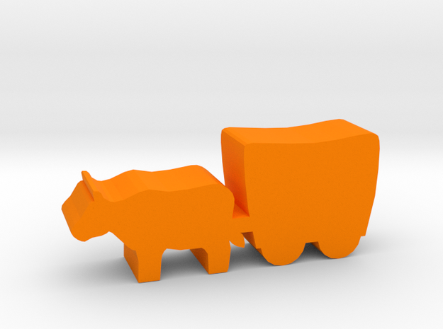 Game Piece, Smaller Ox And Wagon, 30mm version in Orange Processed Versatile Plastic