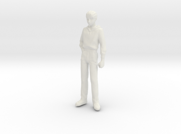 1/24 Modern Wear Curly Hair Man Standing 1.8 m  in White Natural Versatile Plastic