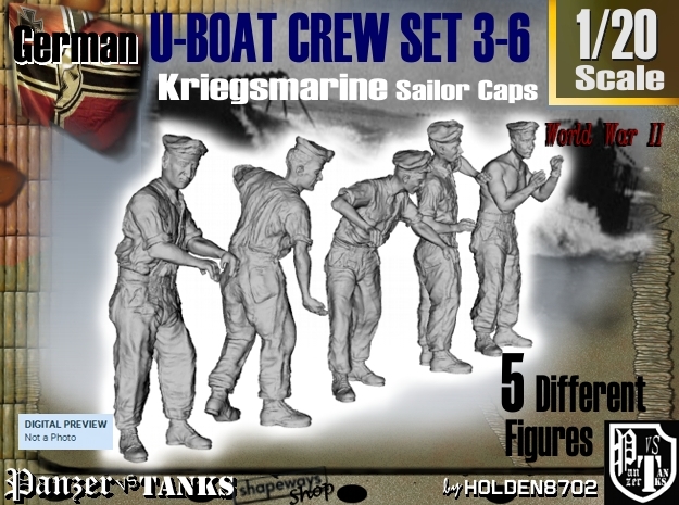 1-20 German U-Boot Crew Set3-6 in White Natural Versatile Plastic