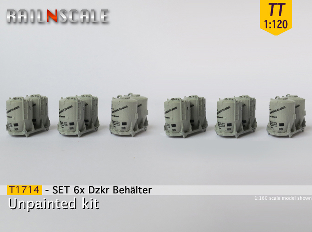 SET 6x Dzkr 501 Behälter (TT 1:120) in Tan Fine Detail Plastic