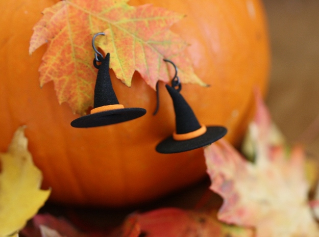 Witch's Hat Earrings - Paired in Black Natural Versatile Plastic