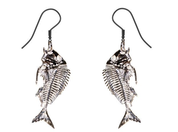Littlehead Porgy Fish Skeleton Pendant in Natural Silver