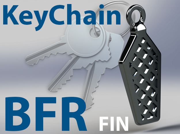 BigFrickingRocket- BFR Grid Fin KeyChain in Polished Bronzed Silver Steel