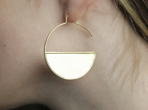 Geometric Large Hoops Earrings in 14k Gold Plated Brass