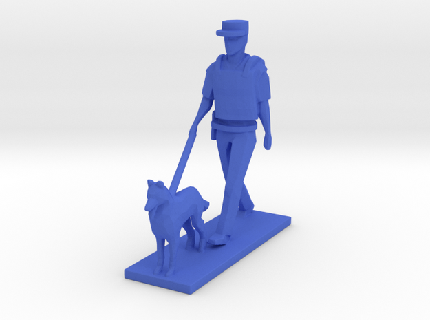 Police Walking with Dog K-9 (Summer in Paris) in Blue Processed Versatile Plastic: 1:64