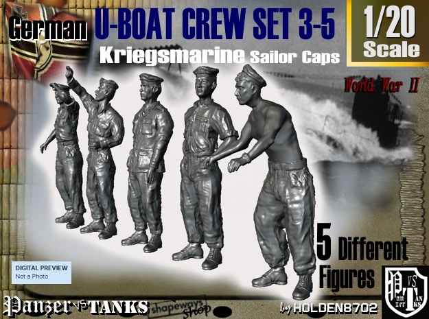 1-20 German U-Boot Crew Set3-5 in White Natural Versatile Plastic