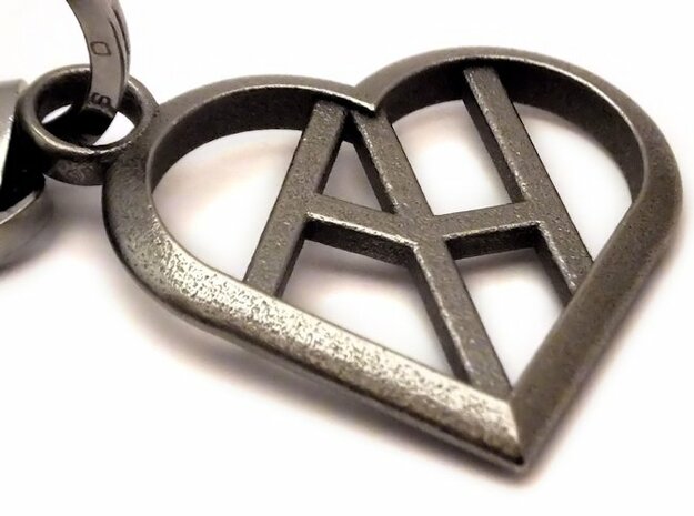 Heart of love keychain [customizable] in Polished Nickel Steel