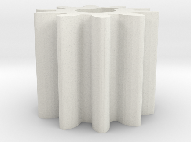 Cylindrical gear Mn=1 Z=10 - Alfa=20° Beta=0° b=10 in White Natural Versatile Plastic