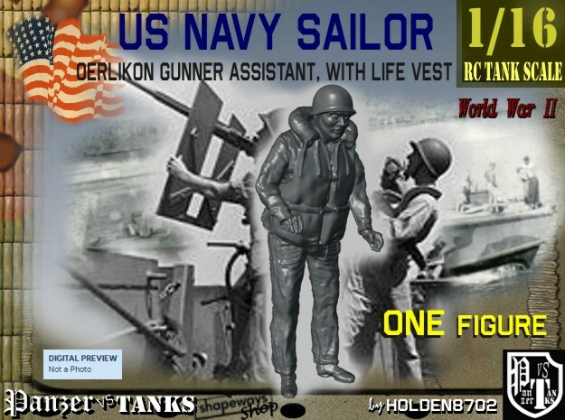 1-16 USN Sailor Oerlikon Assist-1 in White Natural Versatile Plastic