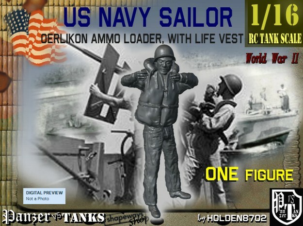 1-16 USN Sailor Oerlikon Ammo-1 in White Natural Versatile Plastic