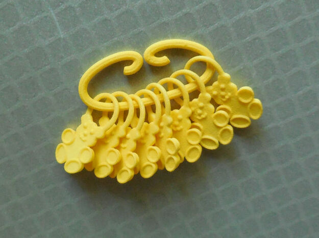 Teddy - Numbered Knitting Stitch Markers in Yellow Processed Versatile Plastic